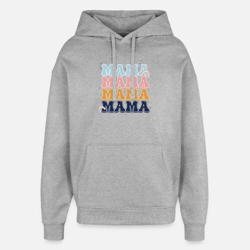Lettres arc-en-ciel Pastel Mama - Sweat à capuche unisexe Stanley/Stella Oversized - gris chiné