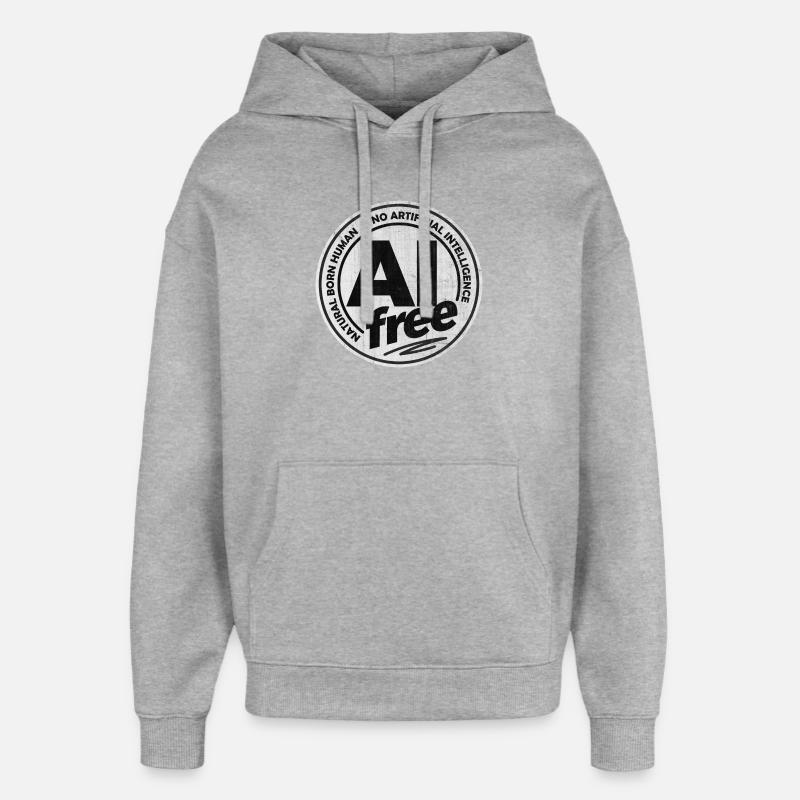 Sans IA - Pas d’intelligence artificielle - Sweat à capuche unisexe Stanley/Stella Oversized - gris chiné