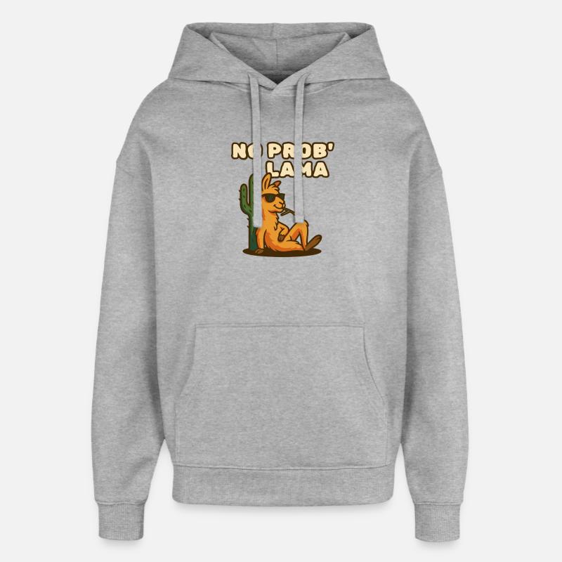 Pas de problème Lama - Sweat à capuche unisexe Stanley/Stella Oversized - gris chiné