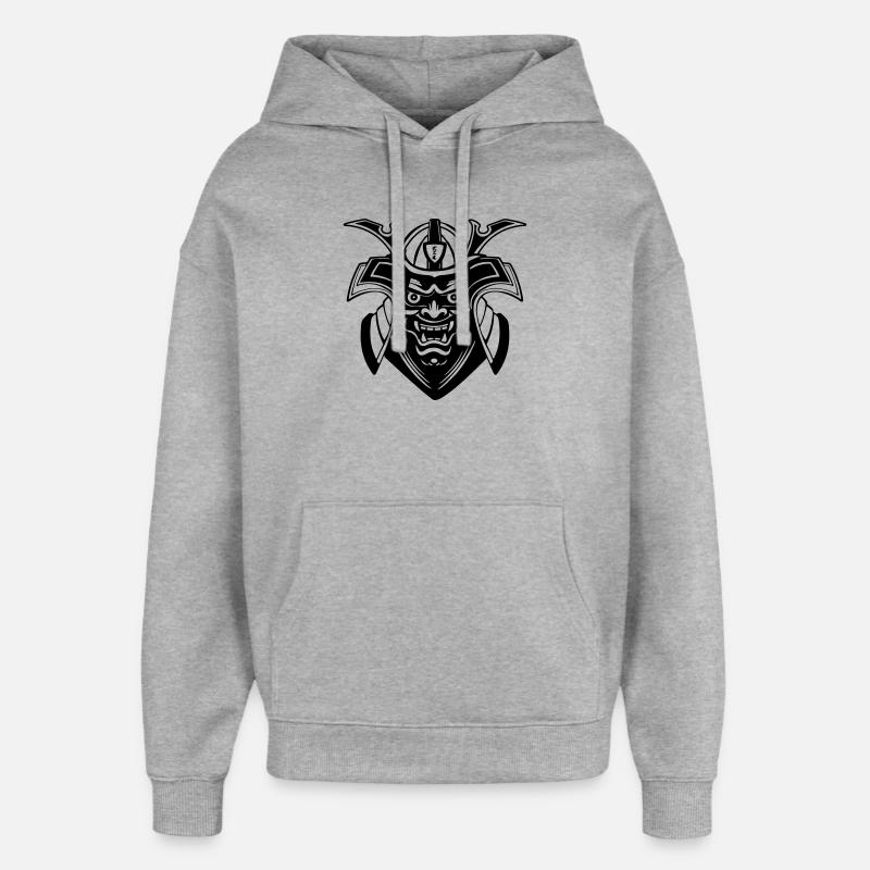 Conception du masque Shadow Menpō - Sweat à capuche unisexe Stanley/Stella Oversized - gris chiné