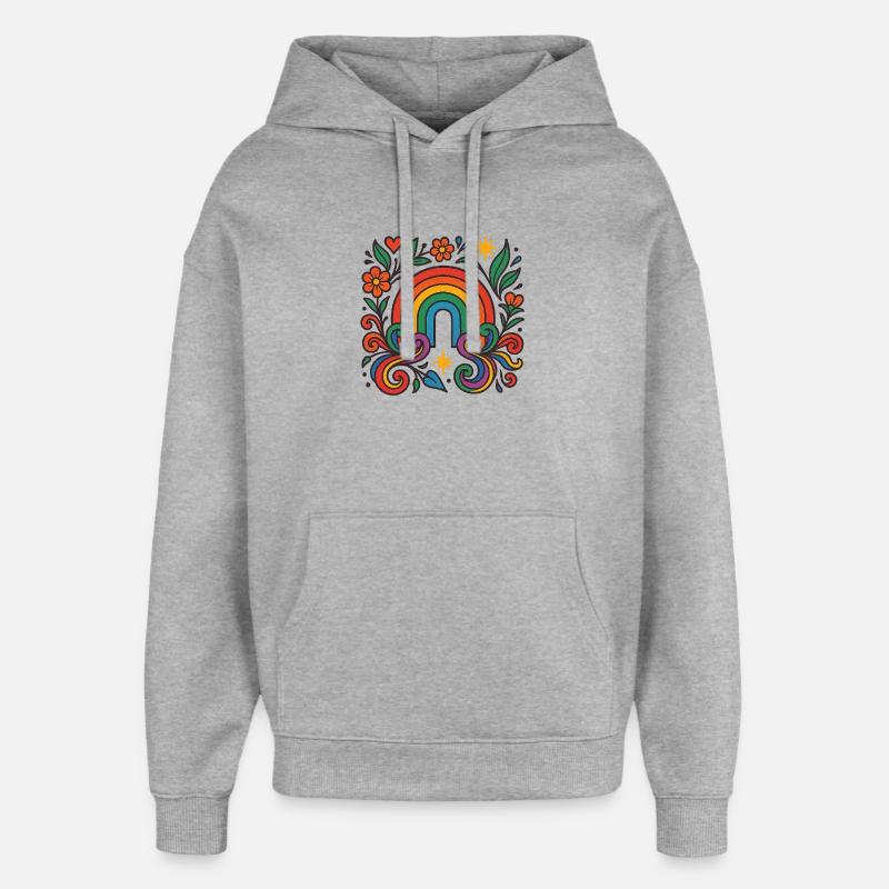 Rainbow Bloom - Liebe blüht bunt - Oversized Unisex Hoodie von Stanley/Stella - Grau meliert