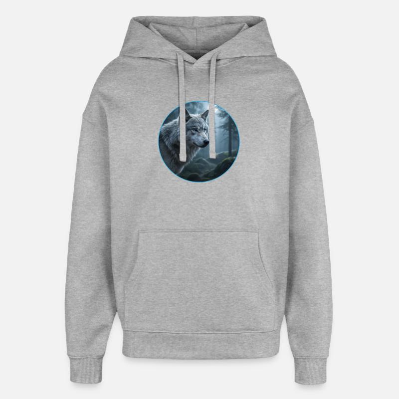 Design de t-shirt « Loup » - Sweat à capuche unisexe Stanley/Stella Oversized - gris chiné