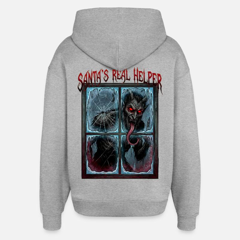 Santas Realer Helfer – Dämonischer Fenstergeist - Sweat à capuche unisexe Stanley/Stella Oversized - gris chiné