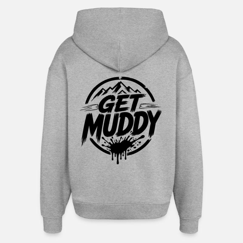 Get Muddy - Logo noir - Sweat à capuche unisexe Stanley/Stella Oversized - gris chiné