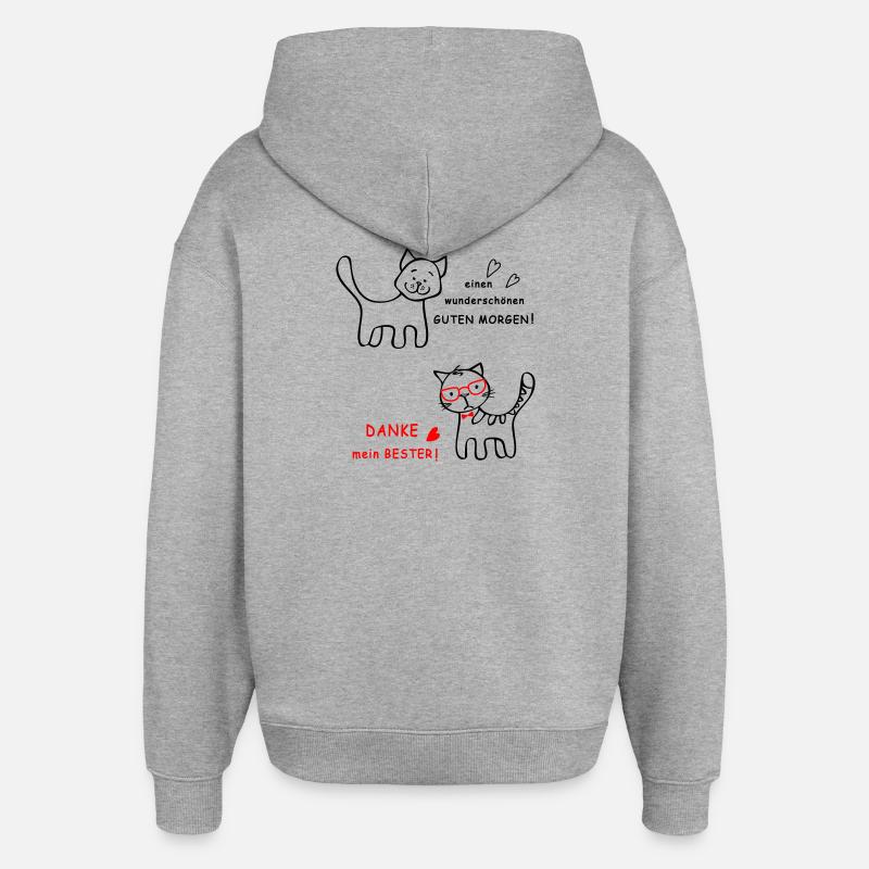 Bonjour chien et chat - Sweat à capuche unisexe Stanley/Stella Oversized - gris chiné