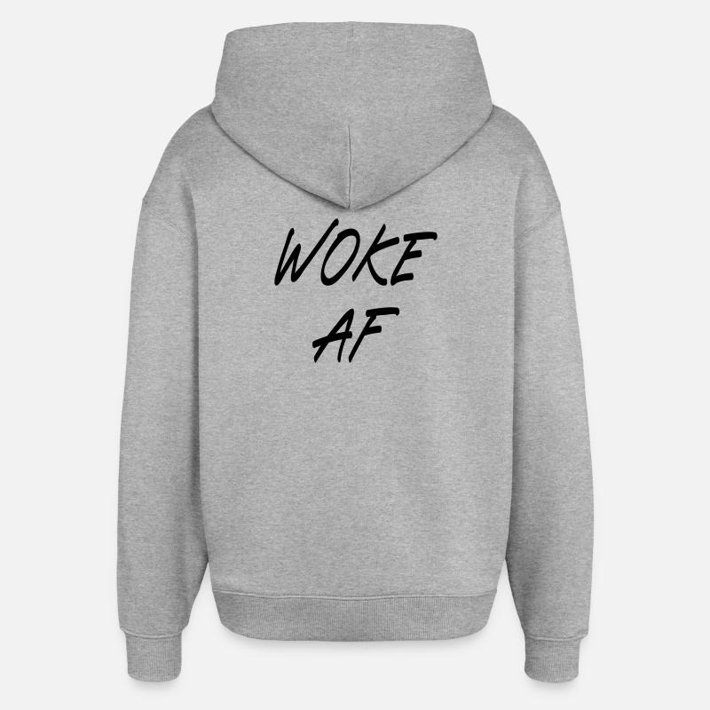 Woke AF - Oversized Unisex Hoodie von Stanley/Stella - Grau meliert