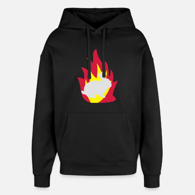 Lapin dans le feu - Sweat à capuche unisexe Stanley/Stella Oversized - noir