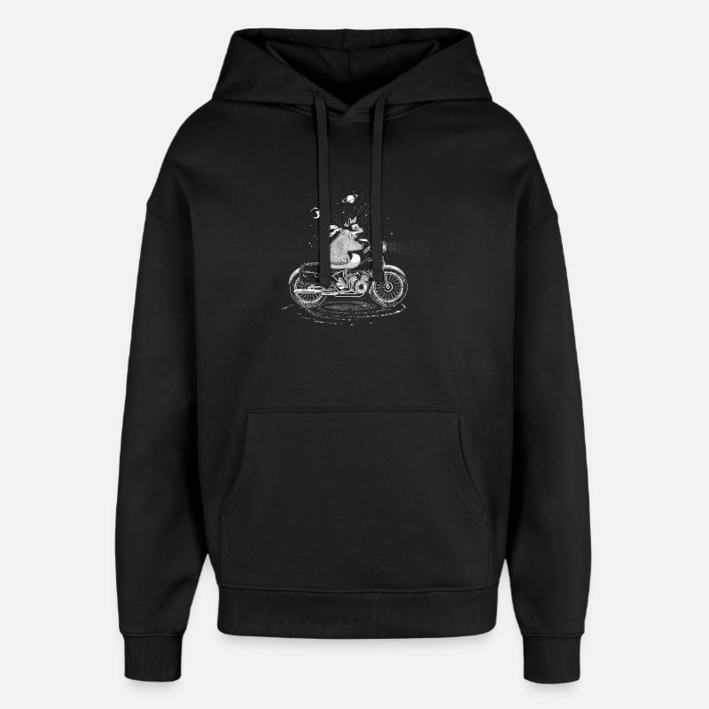 Un renard à moto - Sweat à capuche unisexe Stanley/Stella Oversized - noir