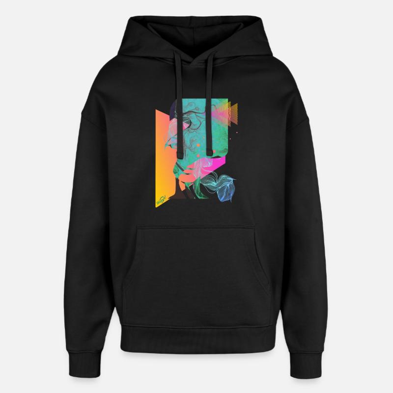 visage abstrait - Sweat à capuche unisexe Stanley/Stella Oversized - noir