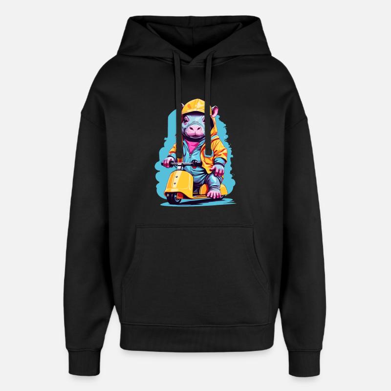 Hippopotame doux - Sweat à capuche unisexe Stanley/Stella Oversized - noir