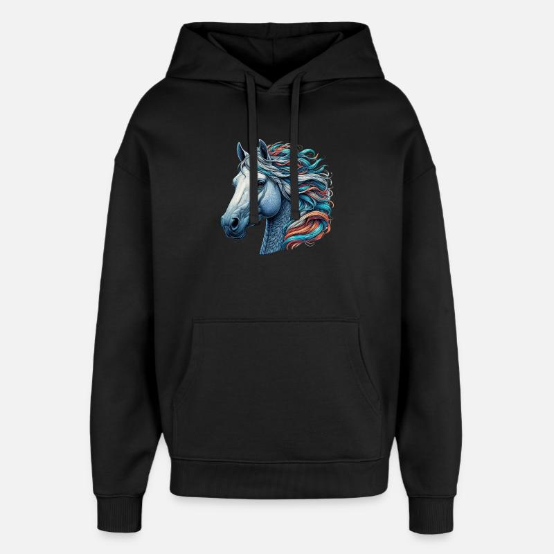 Pferd - Oversized Unisex Hoodie von Stanley/Stella - Schwarz