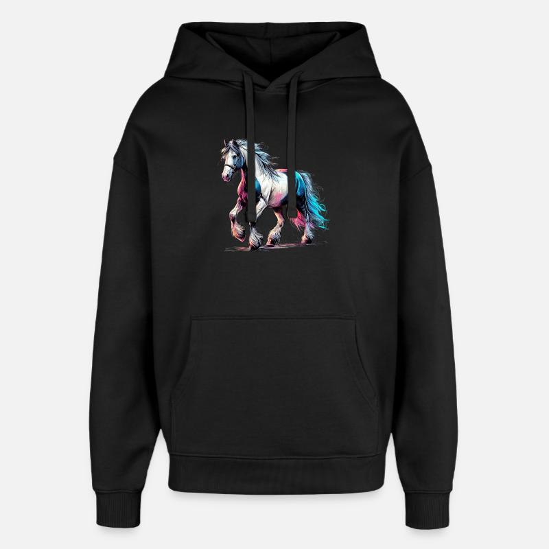 Cheval - Sweat à capuche unisexe Stanley/Stella Oversized - noir