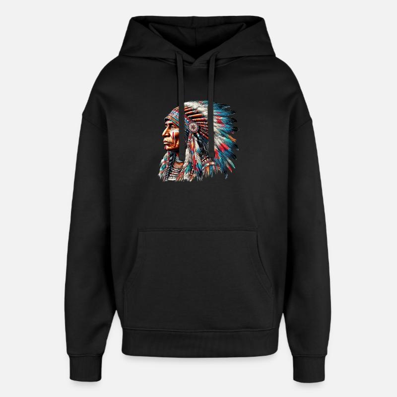 Indiano d'America Pellerossa Americano - Stanley/Stella Oversized Felpa con cappuccio unisex - nero