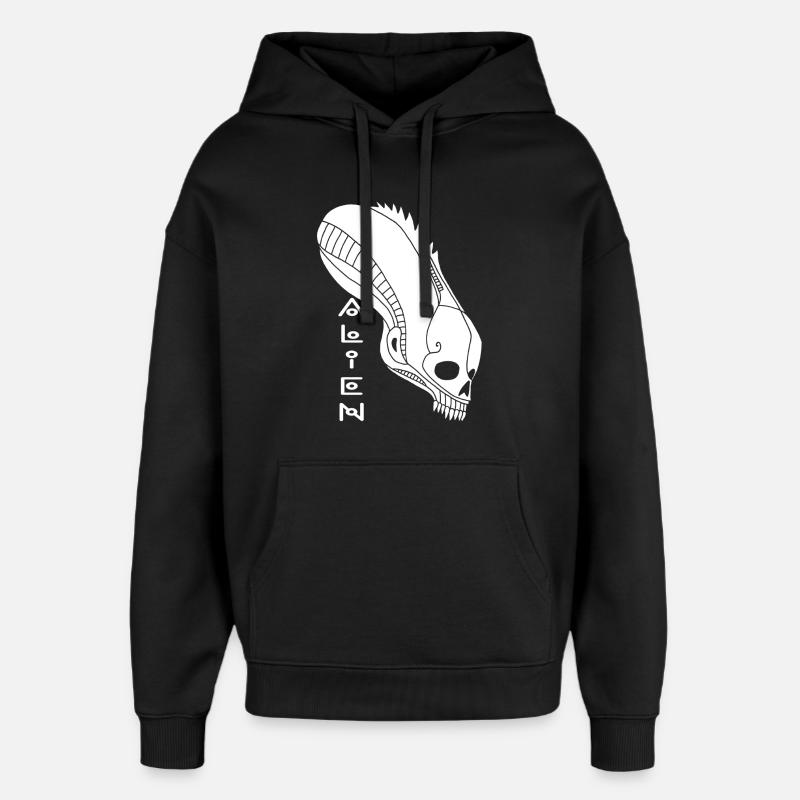 Crâne extraterrestre blanc - Sweat à capuche unisexe Stanley/Stella Oversized - noir