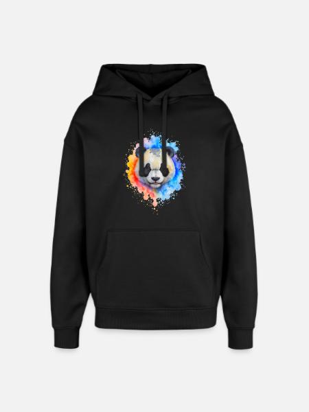 Wasserfarben Panda Splash - Oversized Unisex Hoodie von Stanley/Stella - Schwarz