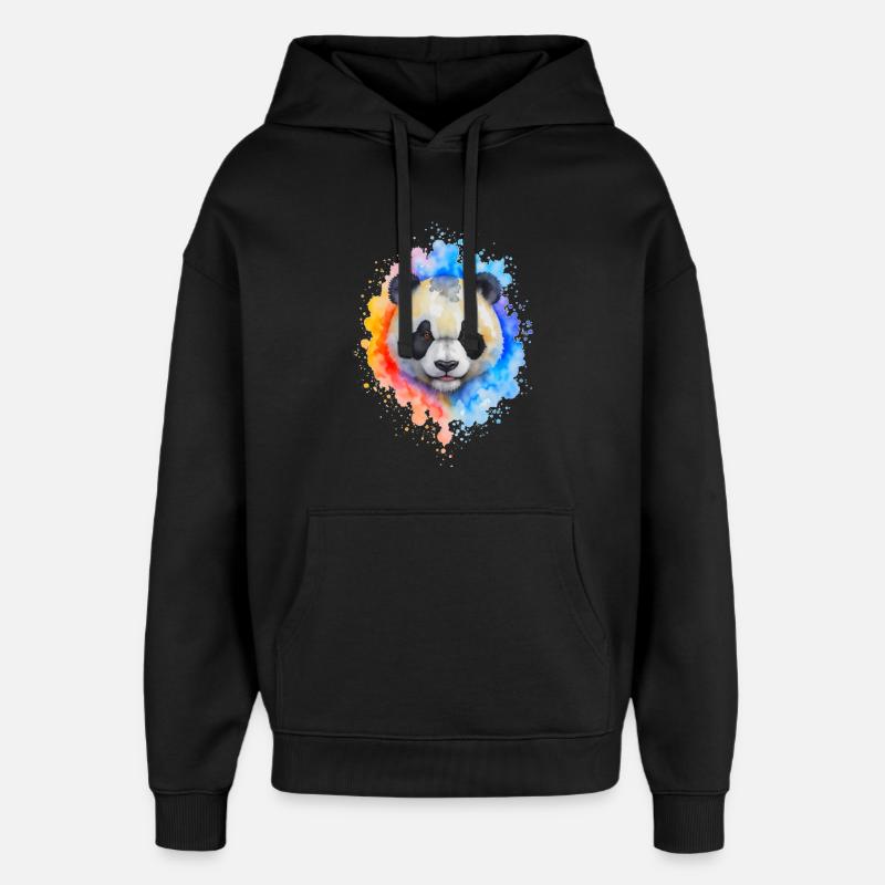 Éclaboussure de panda aquarelle - Sweat à capuche unisexe Stanley/Stella Oversized - noir