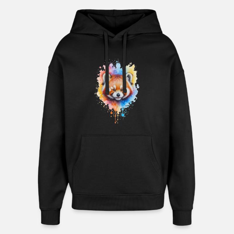 Rot Panda Aquarell Splash - Oversized Unisex Hoodie von Stanley/Stella - Schwarz
