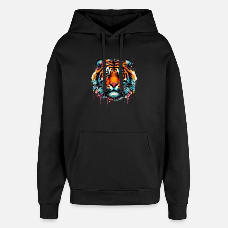 Tiger - Oversized Unisex Hoodie von Stanley/Stella - Schwarz