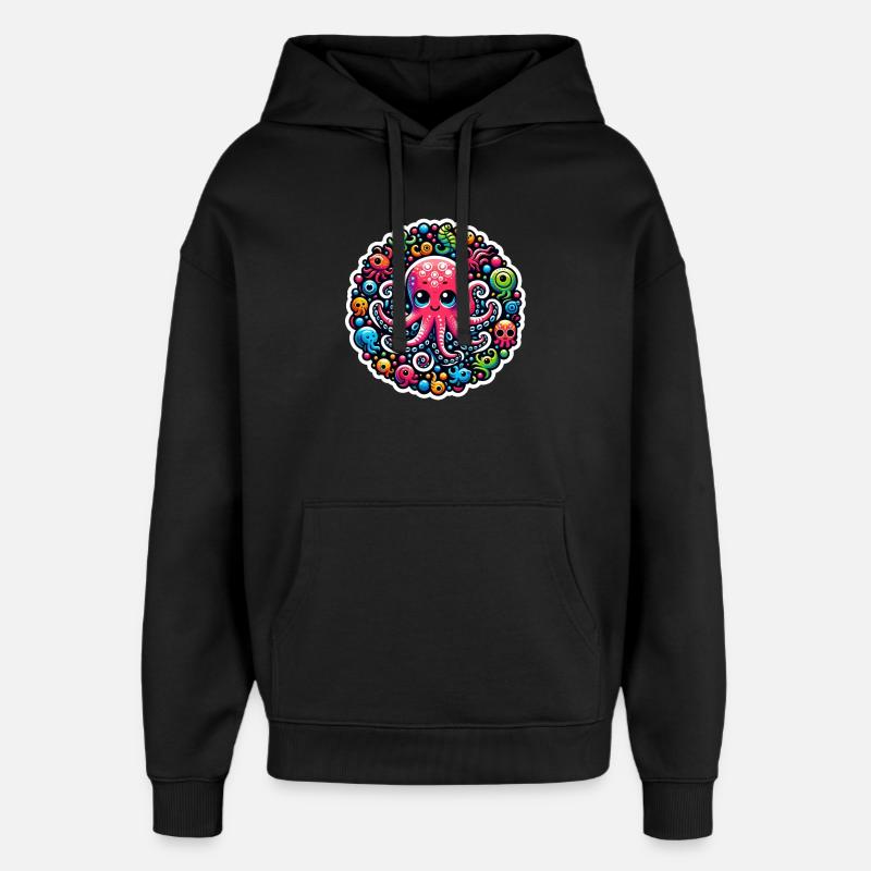 Poulpe Poisson pieuvre - Sweat à capuche unisexe Stanley/Stella Oversized - noir