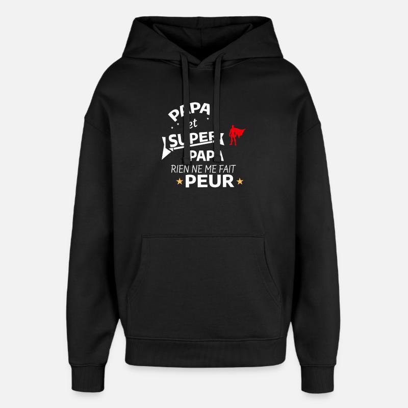 Super Papa et Hero Superpapa - Sweat à capuche unisexe Stanley/Stella Oversized - noir