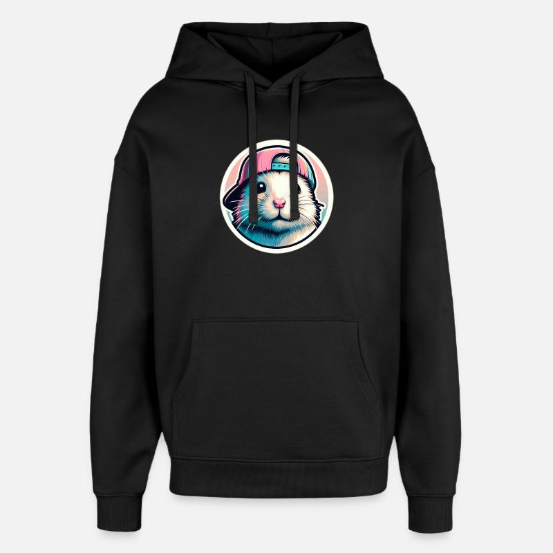 Hamster avec bonnet en pastel - Sweat à capuche unisexe Stanley/Stella Oversized - noir