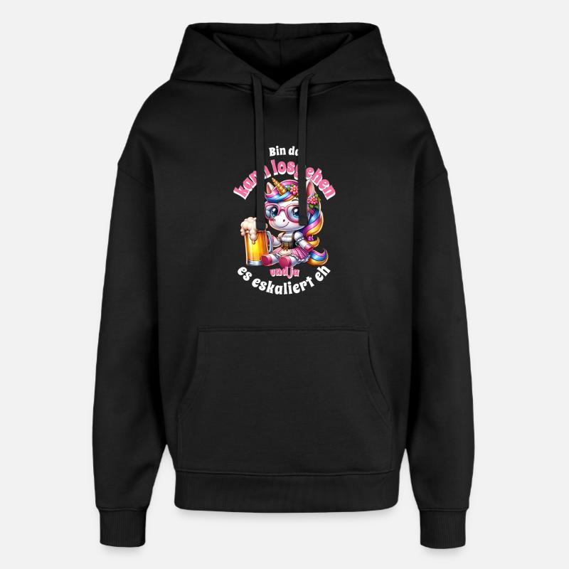 Kleines Einhorn Bierfreude - Oversized Unisex Hoodie von Stanley/Stella - Schwarz