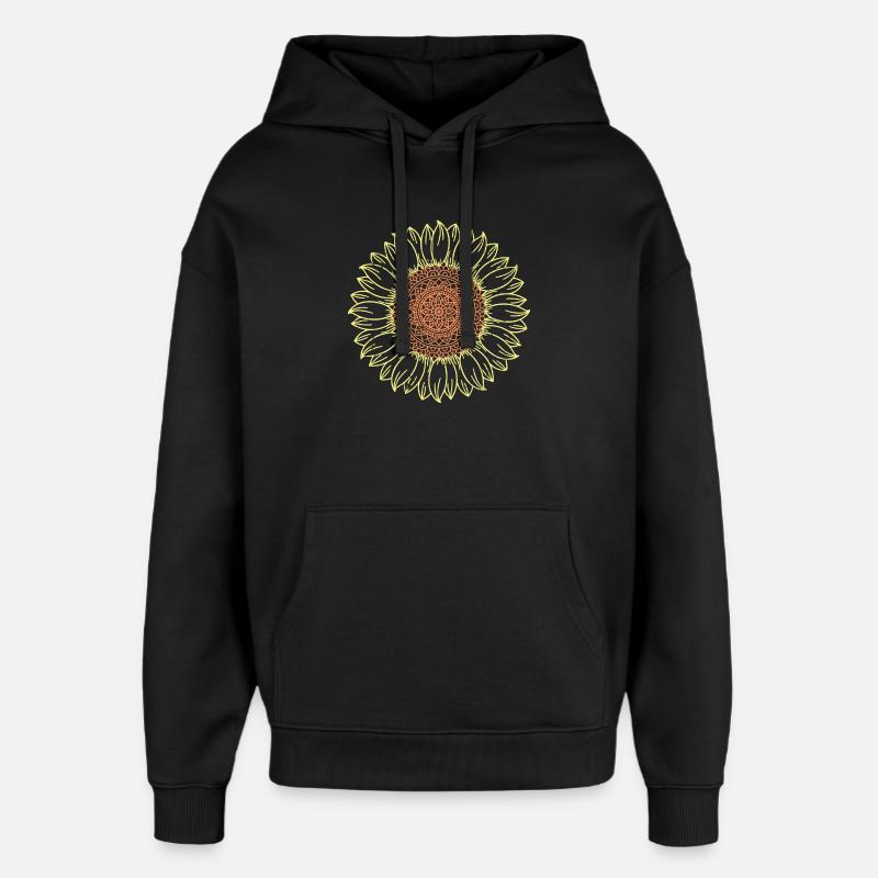 Conception complexe de mandala tournesol - Sweat à capuche unisexe Stanley/Stella Oversized - noir