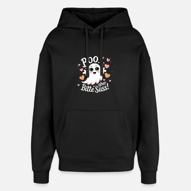Halloween mignon fantôme Boo Design - Sweat à capuche unisexe Stanley/Stella Oversized - noir