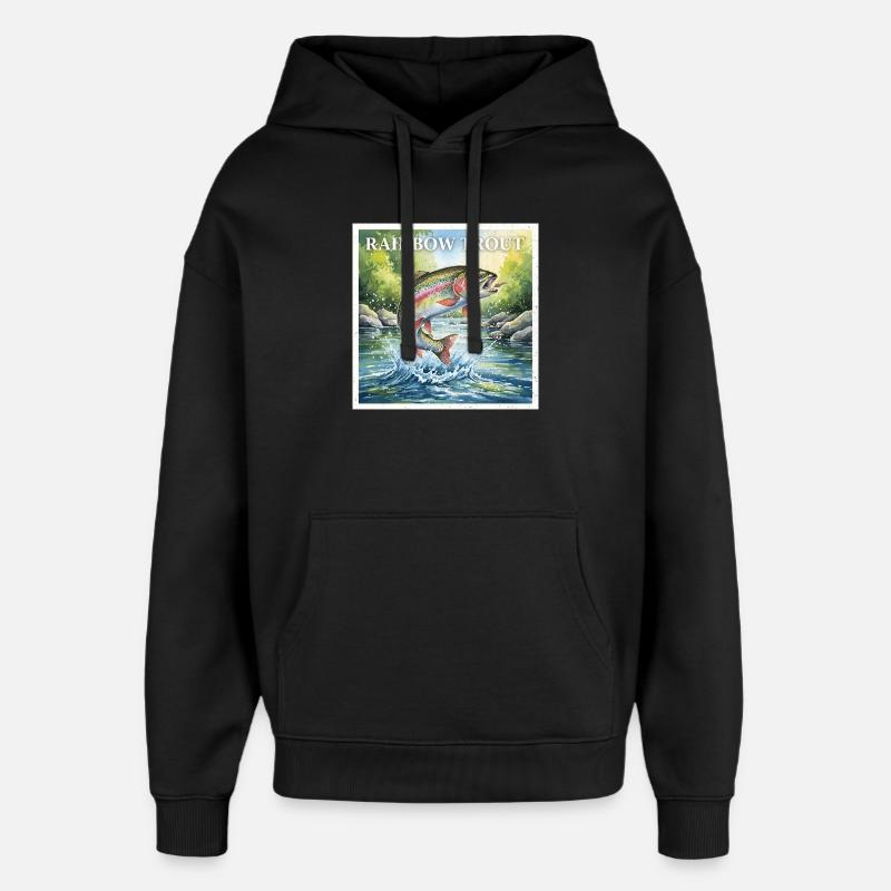 truite arc-en-ciel - Sweat à capuche unisexe Stanley/Stella Oversized - noir