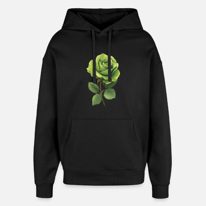 Rose verte - Sweat à capuche unisexe Stanley/Stella Oversized - noir