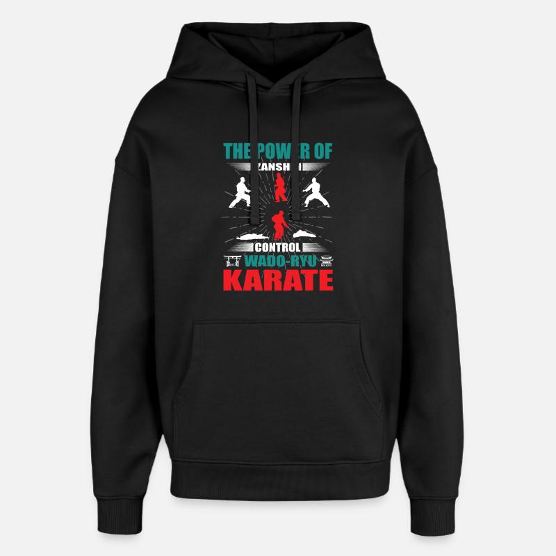 Wado-Ryu Karate Zanshin Design - Oversized Unisex Hoodie by Stanley/Stella - black