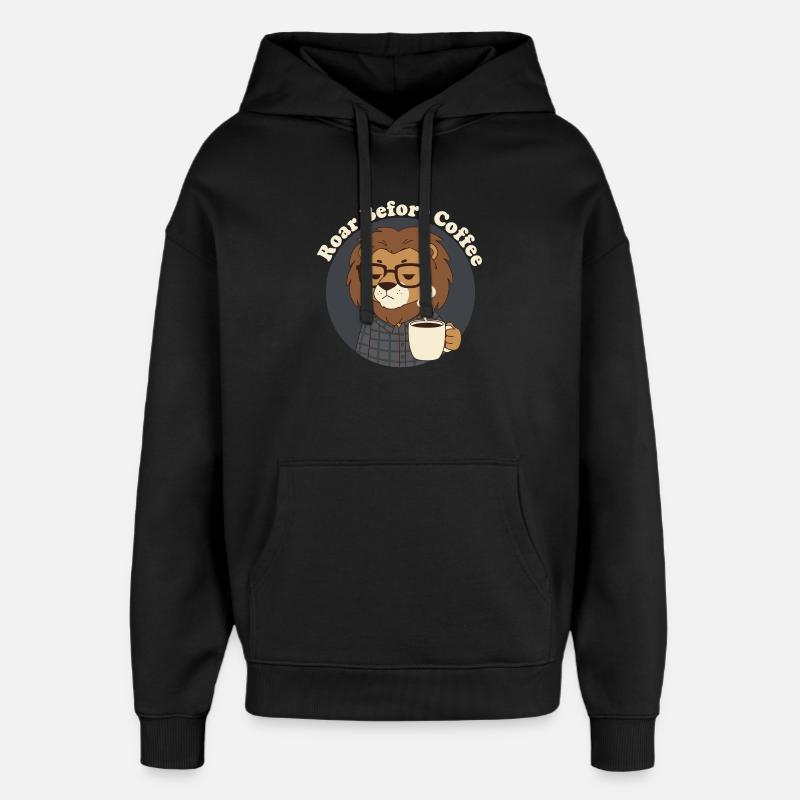 Pas avant le Lion du café - Sweat à capuche unisexe Stanley/Stella Oversized - noir
