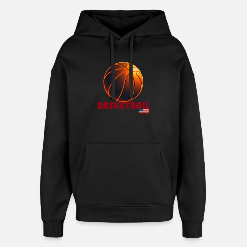 Ballon Basket Orange Amérique - Sweat à capuche unisexe Stanley/Stella Oversized - noir