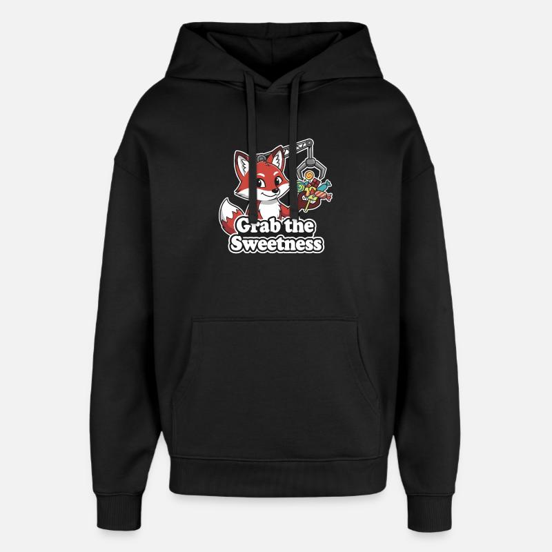 Fox attrape des bonbons - Sweat à capuche unisexe Stanley/Stella Oversized - noir