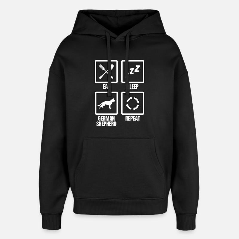 Eat Sleep German Shepherd Repeat - Oversized Unisex Hoodie von Stanley/Stella - Schwarz