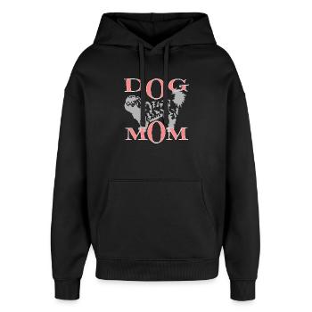 Chien avec du texte - Sweat à capuche unisexe Stanley/Stella Oversized - noir - Devant - AI Model Female 172 light (172cm) & AI Model Male 185 light (185cm)