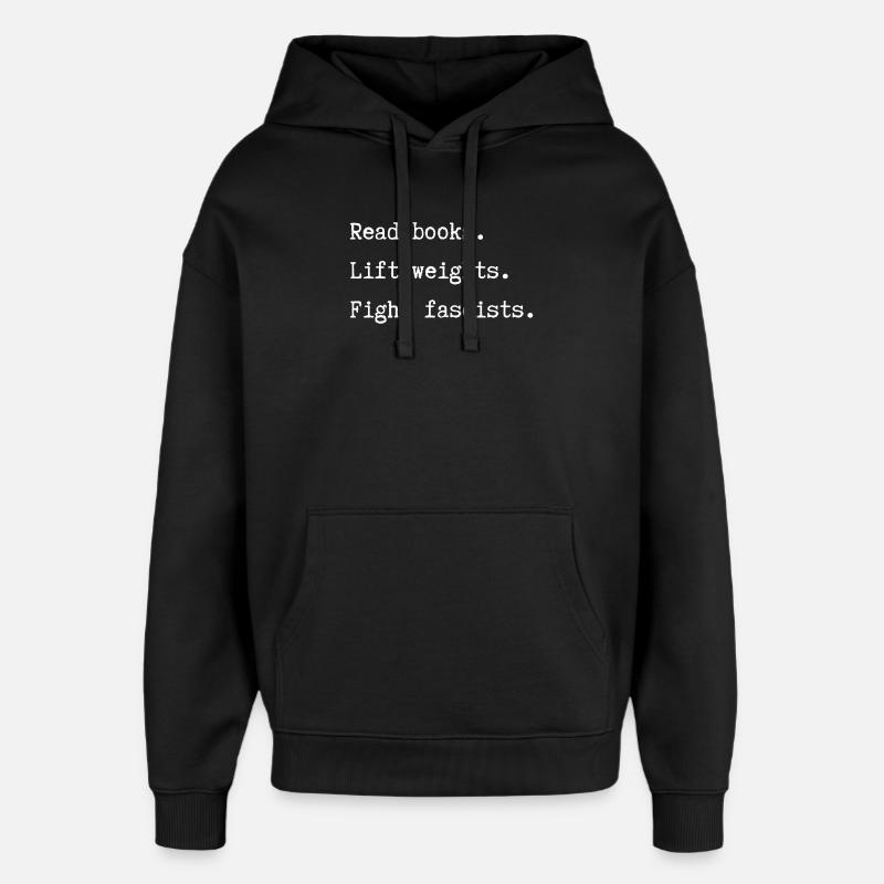 Read_books-_Lift_weights - Sweat à capuche unisexe Stanley/Stella Oversized - noir