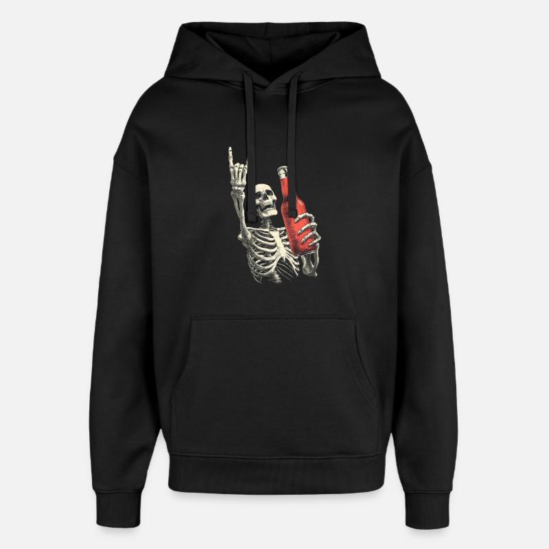 Skelett mit Flasche Party - Oversized Unisex Hoodie von Stanley/Stella - Schwarz