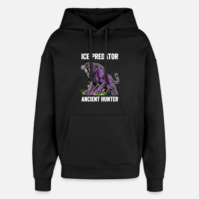 Smilodon Predator Ancient Hunter - Oversized Unisex Hoodie by Stanley/Stella - black