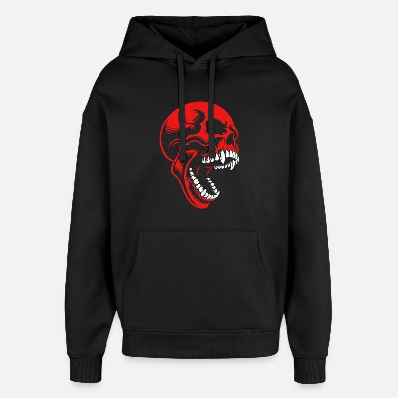 Crâne rouge - Sweat à capuche unisexe Stanley/Stella Oversized - noir