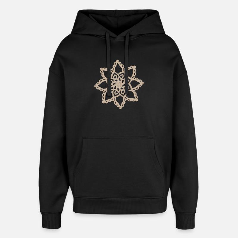 Dentelle de fleurs mandala beige - Sweat à capuche unisexe Stanley/Stella Oversized - noir