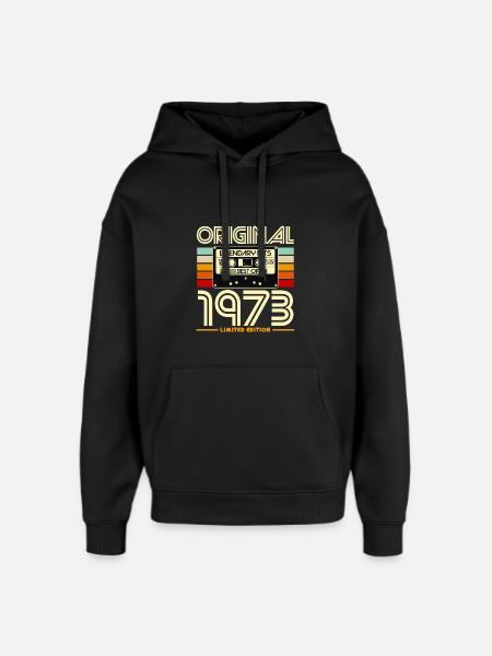 Original 1973 Retro Cassette - Oversized Unisex Hoodie by Stanley/Stella - black