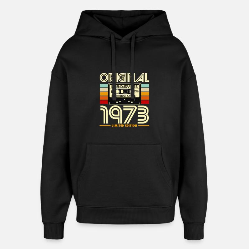 Original 1973 Cassette Rétro - Sweat à capuche unisexe Stanley/Stella Oversized - noir