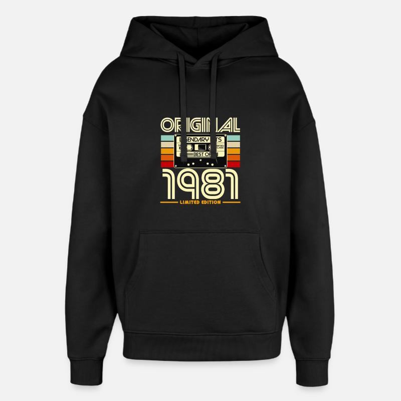 Original 1981 Cassette Limited - Oversized Unisex Hoodie by Stanley/Stella - black