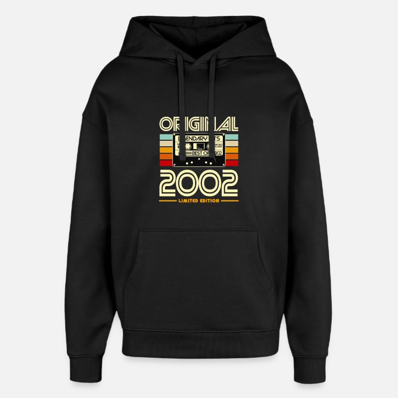 Original Retro Cassette 2002 - Oversized Unisex Hoodie by Stanley/Stella - black