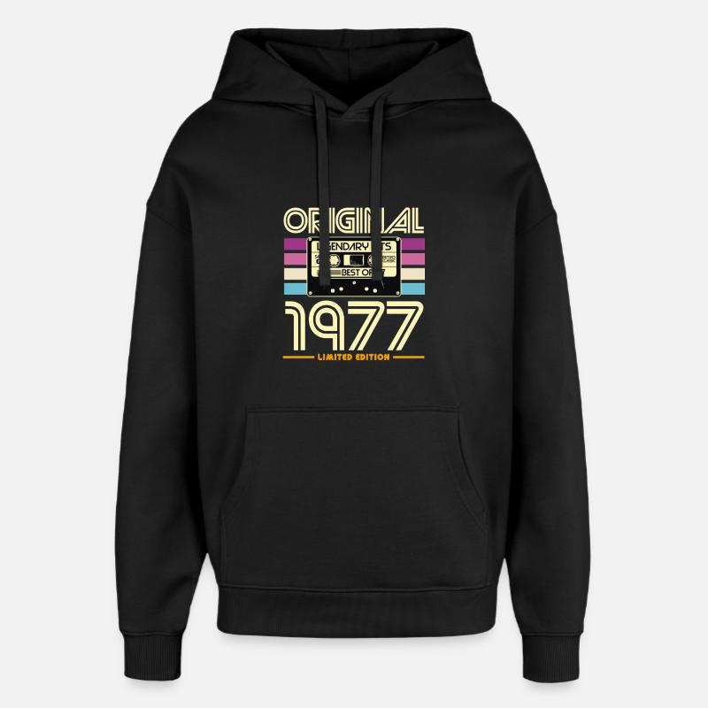 Original 1977 Cassette Rétro - Sweat à capuche unisexe Stanley/Stella Oversized - noir