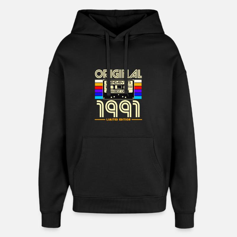 Cassette 1991 Édition Limité - Sweat à capuche unisexe Stanley/Stella Oversized - noir