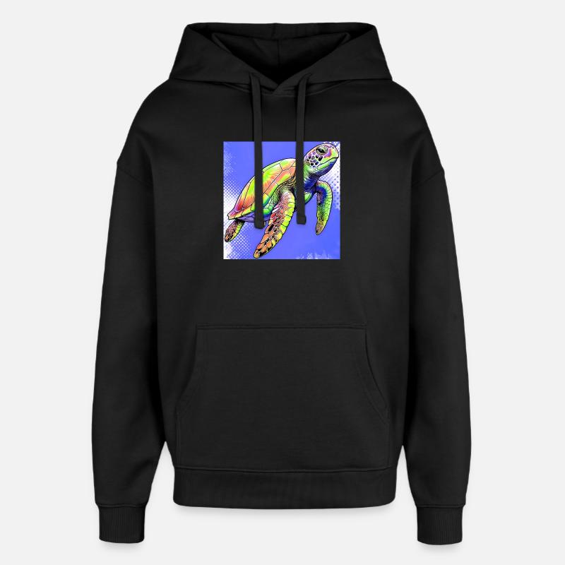 tortue - Sweat à capuche unisexe Stanley/Stella Oversized - noir