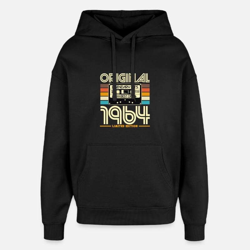 Original 1964 Cassette Rétro - Sweat à capuche unisexe Stanley/Stella Oversized - noir
