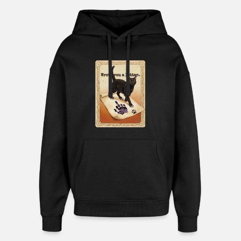 Je t’ai écrit une lettre, chat - Sweat à capuche unisexe Stanley/Stella Oversized - noir